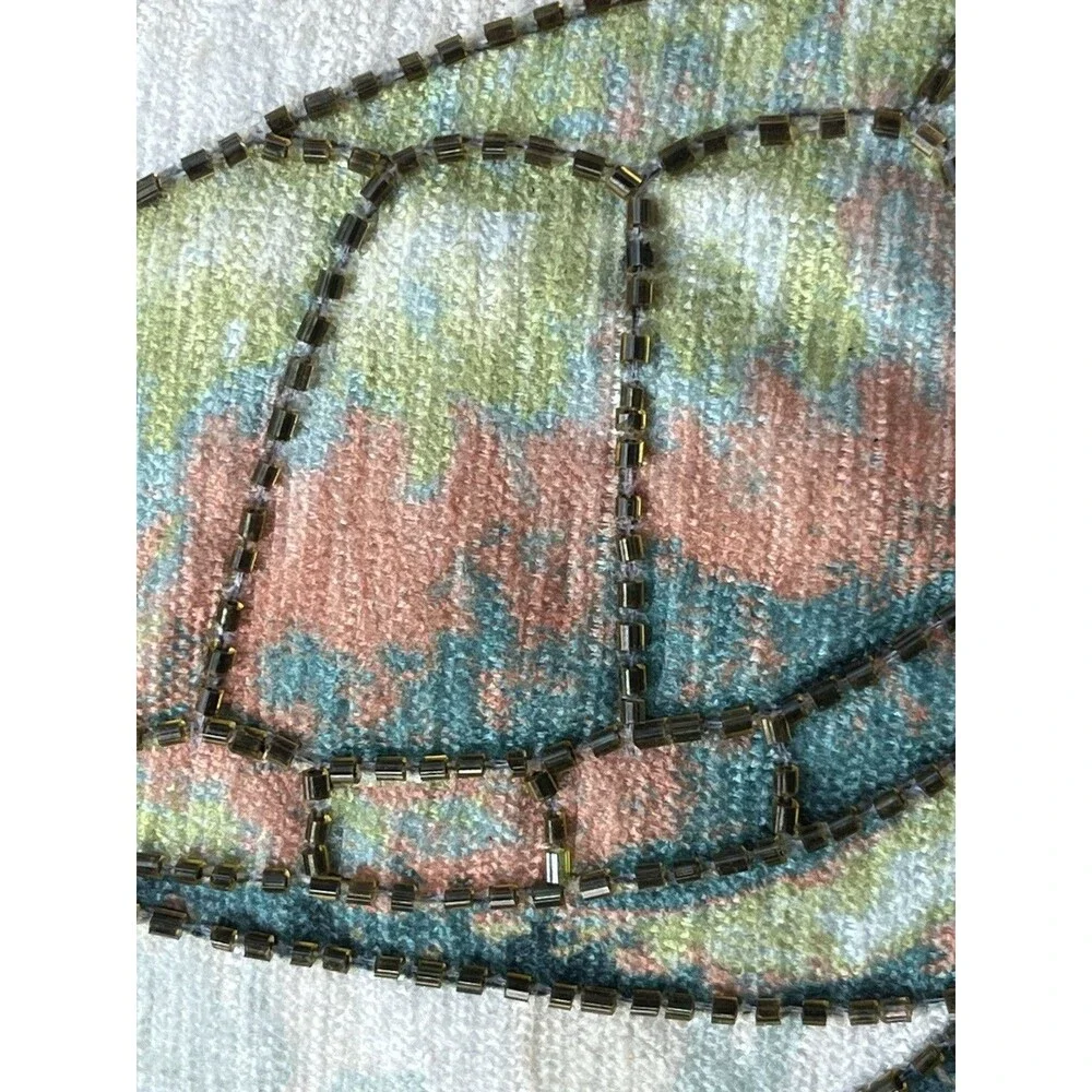 Coastal Collection Nautical Beach Beaded Pillow 14x24 Green Sea Turtle Coral